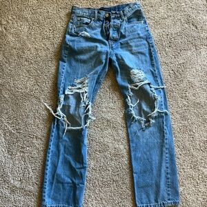 Men's Distressed Blue Jeans